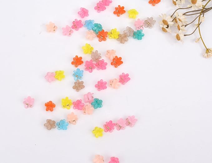 50 Pcs Colorful Mini Hair Claw Small Hair Clips Clamps Hair Accessories for Baby Girl Decorative Bun Tiny Hair Clips (Set-B)