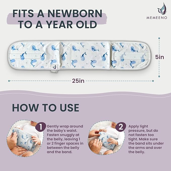 Colic & Gas Relief Baby Belly Band - Ceta (Whale)