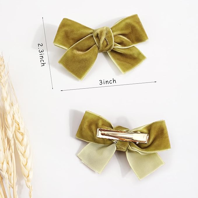 Ayesha Velvet Hair Clips and Barrettes for Toddlers - 20pcs Christmas Hair Accessories with Hair Bows