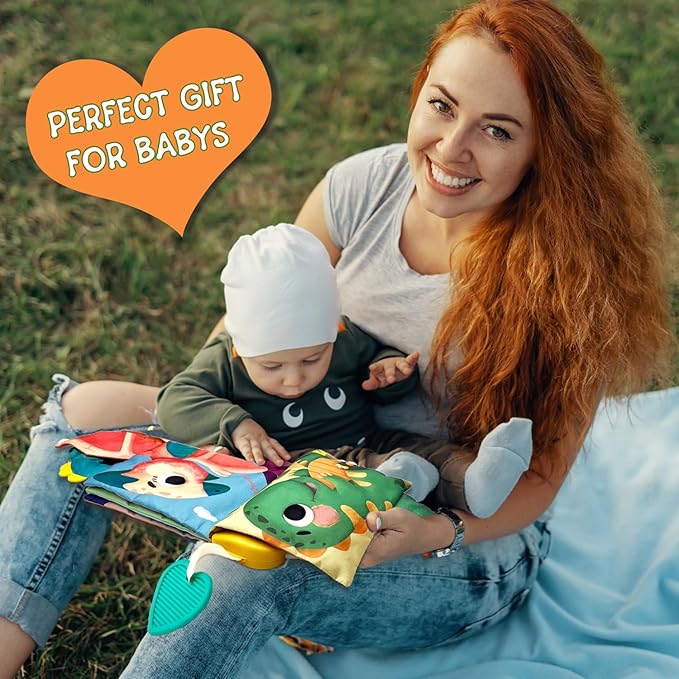 Baby Books Toys, Touch and Feel Music Cloth Book for Infant Baby 6-12-18 Months, Early Learning Education Shower Easter Gifts for Boys Girls (Dinosaur Pals)