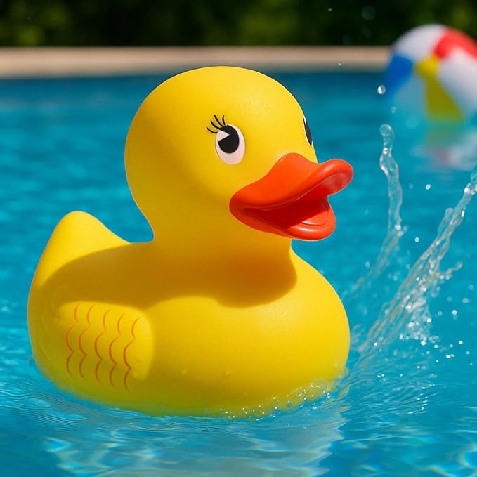 10" Jumbo Classic Yellow Rubber Duck Bathtime Toy, Floating Fun Pool Preschool Bathtub Toy, Giant Flexible Large Yellow Duck for Kids (1)