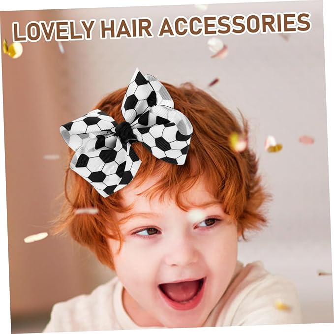 FRCOLOR Soccer Hair Bows for Girls 3 Pack Lightweight Football Hair Clips Toddler Soccer Bow Accessories for Sports Parties and Fans