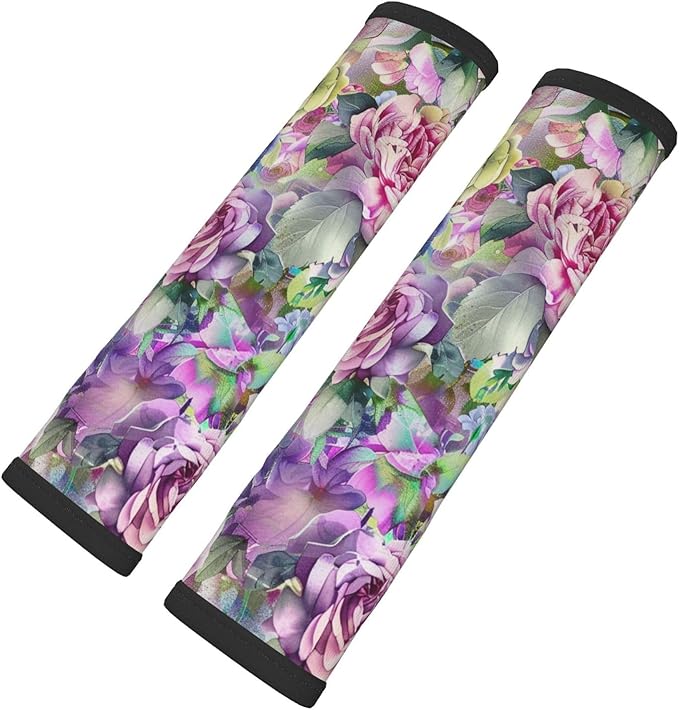 Watercolor Hydrangea Rose Flowers Print Seatbelt Pads Fits Cars Trucks SUV Sedans Sweat Absorption Car Seatbelt Strap Cover, Mother's Day Auto Interior Accessories Protector