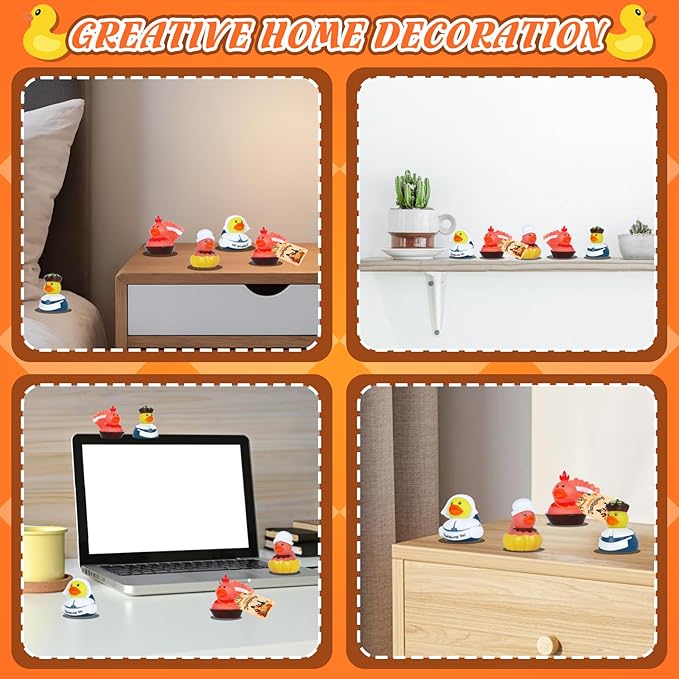 12 PCS Rubber Ducks Bulk Set with 12 Thank You Cards & Bands, Mini Rubber Ducks, Multi-Use Bath Toys and Party Favors for Kids, Ideal for Children