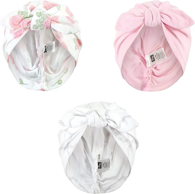 Hudson Baby Infant Girls Turban Cotton Headwraps, 0-24 Months
