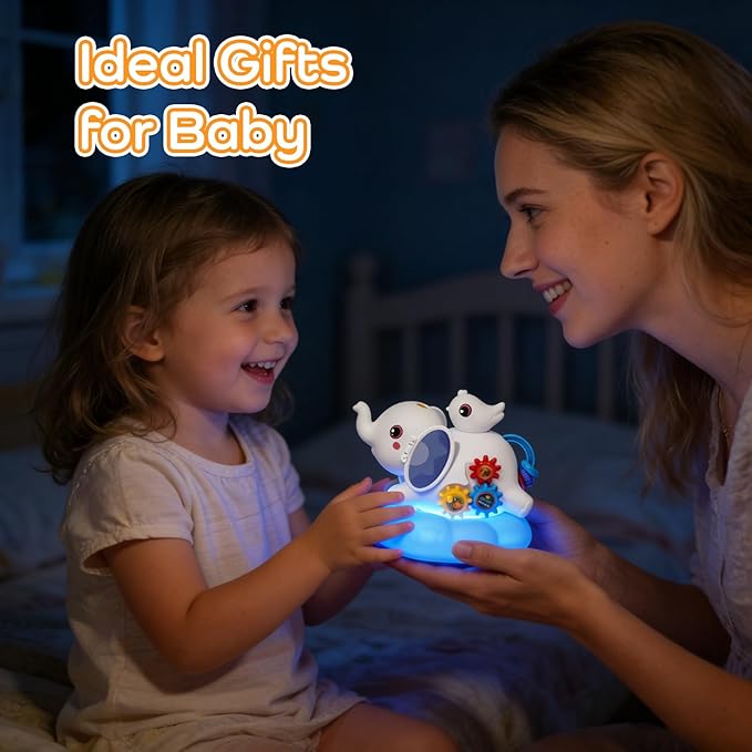 Baby Elephant Musical Crawling Toy with Lights, Sounds, Blowing Ball, Infant Sensory Toys, Birthday Gifts for Kids Boy Girl 3 4 5 6 7 8 Years