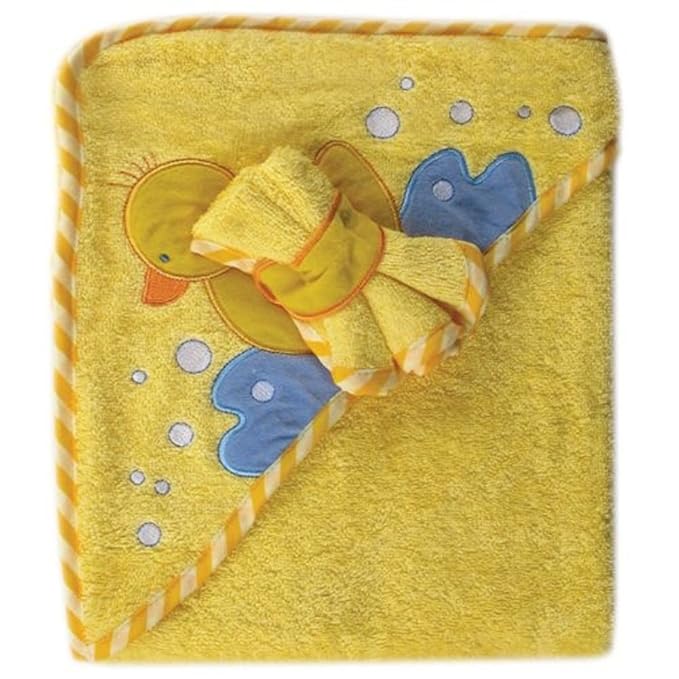 Luvable Friends Unisex Baby Cotton Hooded Towel and Washcloth, Bird, One Size