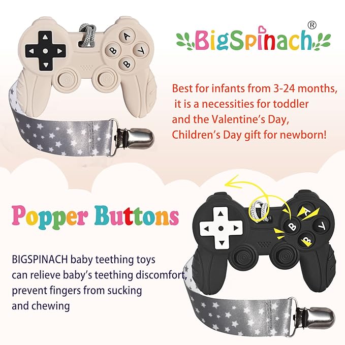 BIGSPINACH Baby Video Game Controller Teether Toy Funny Baby Teething Toys for Babies Gamer Controller(Blue)