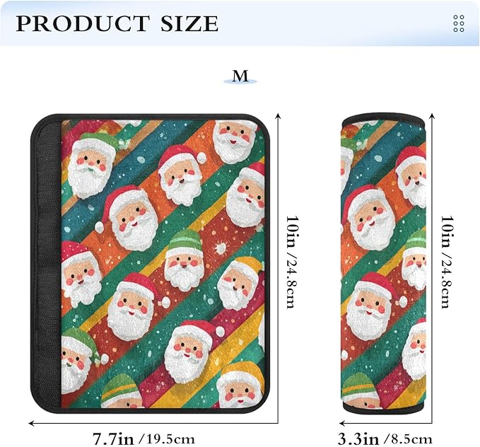 2 Pack Seatbelt Covers Seat Belt Cover Pad for Adults Boys Girls Car Seat Strap Covers Pads Cushion Universal Shoulder Strap Pad Protector for Backpack 6.5 Inch Colorful Striped Santa Claus