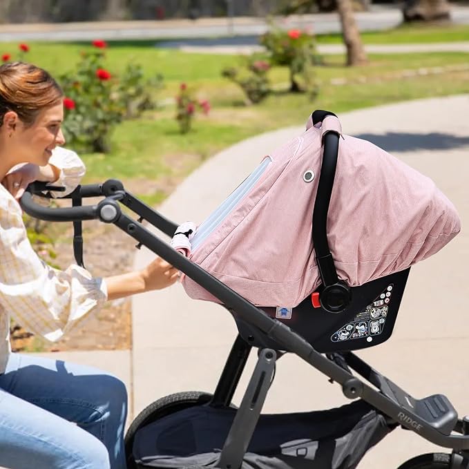 beatoutou Baby Car Seat Cover for Babies,Waterproof Baby Car Seat Cover for Girls,Infant Car Seat Cover Canopy for Girls,Windproof Car Seat Canopy for Girls, Keeps Babies Warm and Cozy (Pink)