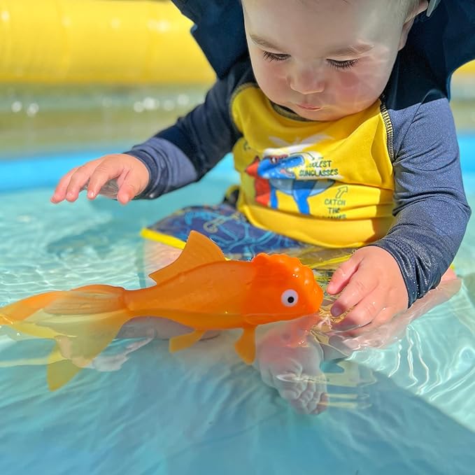 Genuine Fred Koi Toy Light Up Bath Goldfish, Floating Water Toy for Kids, Glows on Contact with Water, Fun and Safe Bath Time Toy, Orange