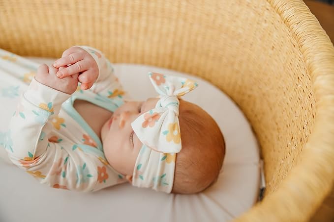 Copper Pearl Baby Bows: Stylish Headbands for Baby Girls, Premium Soft and Stretchy Baby Headbands, Perfect for Newborns, Trendy Designs - Daisy