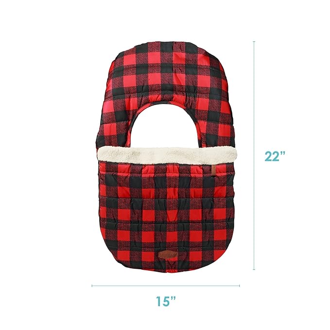 JJ Cole Winter Baby Car Seat Cover - Winter Car Seat Cover for Baby Seat or Stroller - Infant Car Seat Covers with Warm Lining - Buffalo Check