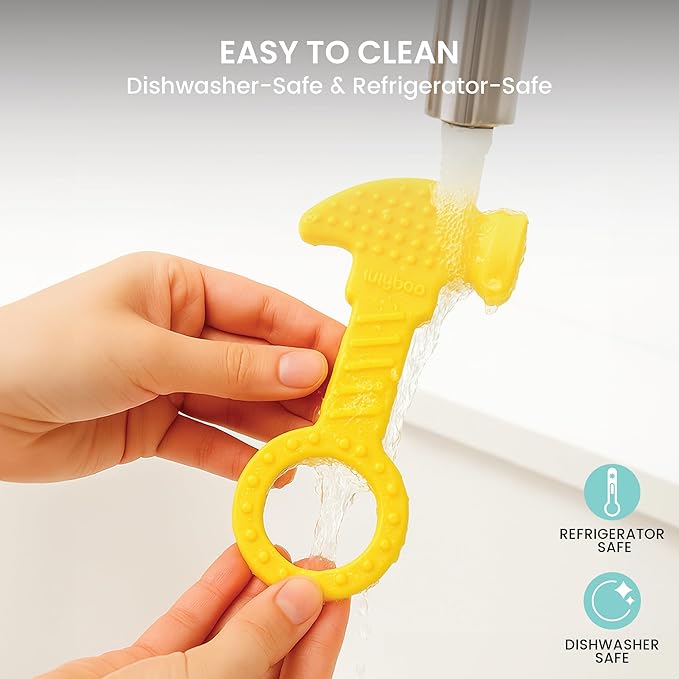 Silicone Baby Teether Food Grade - Soft Edges Easy to Grasp for Sensory Development