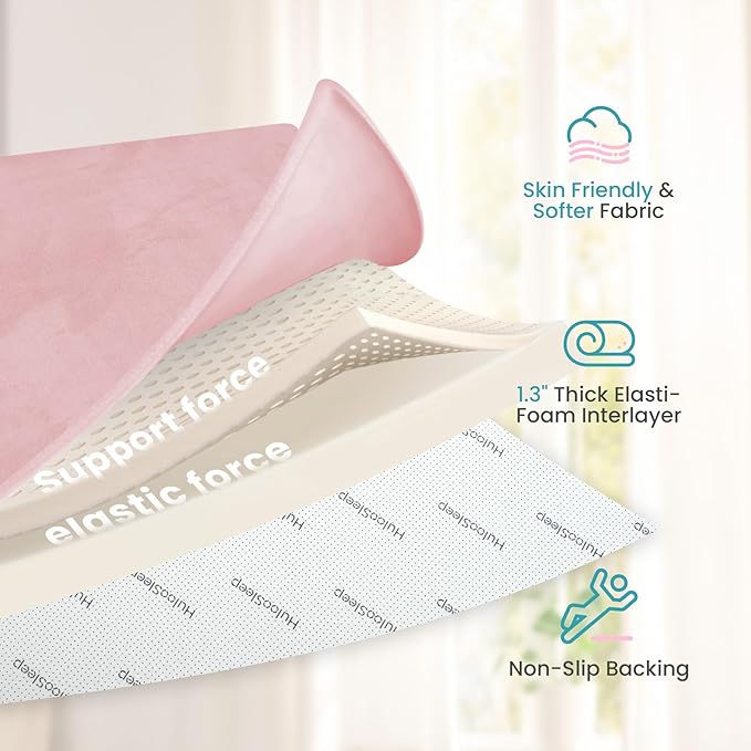 Huloo Sleep Baby Play Mat for Floor,Extra Large 71"×79" Playpen Mat for Toddler,Infant,Kids,1.3" Thick Elasti Foam Non-Slip Nursery Rug,Water Repellent Soft Padded Activity Mats for(Pink)