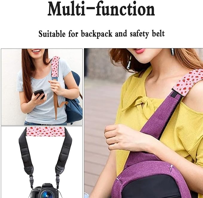 UNICEU Pink Strawberry Printed Neoprene Car Seatbelt Cushion Coversfor Women,Strawberry Car Accessories Seat Belt Covers Shoulder Pads Seatbelt Strap Cover for Cars,Backpack Shoulder Strap