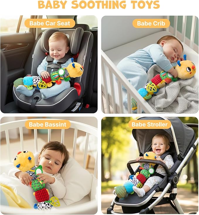 JoyCat Baby Toys 0-18 Months, Musical Crawling Caterpillar Plush Toy - 38 Songs & Recording Feature, Bouncing Tummy Time Toy, Sensory Toys with Crinkle & Textures for Newborn Boys Girl Shower Gifts