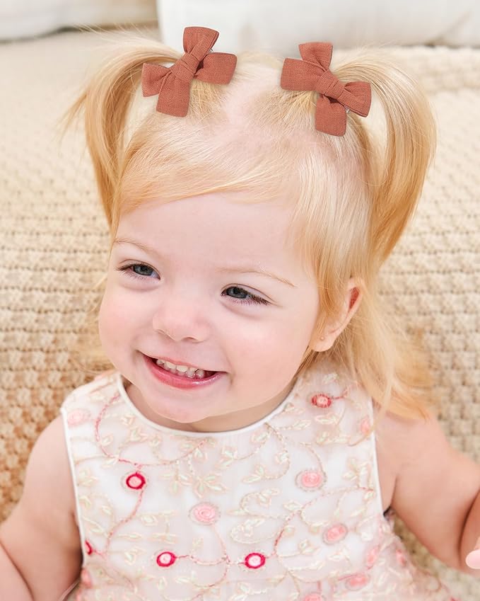 jollybows Mini Lined Hair Clips Bows for Babies, Infants, Toddlers, Girls and Teens - 24pcs 2" Tiny Barrettes