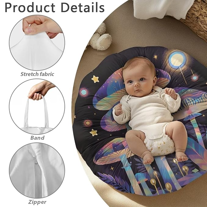 Newborn Lounger Cover, Mushroom Comfortable Newborn Lounger Pillow Cover Reusable Lounger Cover for Boys Girls Removable Infant Nest Pillow Slipcover Infant Lounger Cover