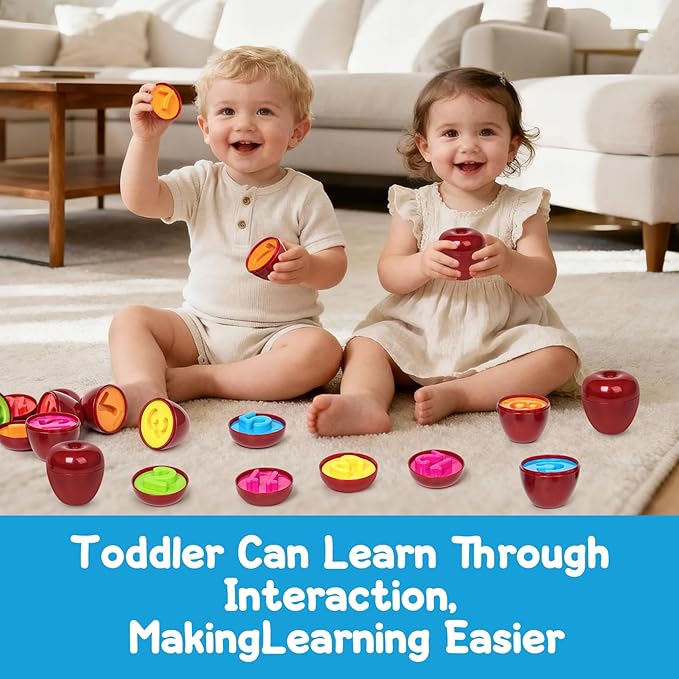 Apple Toy,Montessori Educational Learning Number Matching & Color Sorting Toys for Toddlers 1-3,Fine Motor Shape Puzzle Toddler Activities Easter Basket Stuffers Gift for Boys Girls