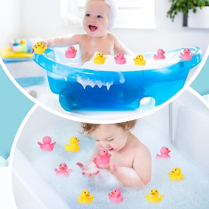 50 Pcs Rubber Ducks for Jeeps Shrugging Mini Ducks in Bulk Small Funny Rubber Duck Float Squeaky Toys for Baby Shower Birthday Gifts Party Favors