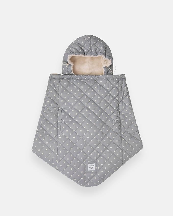 7AM Enfant Baby Carrier Cover - K-Poncho Universal Fit Winter Ultra Soft Plush Lining, Water Repellent Bunting Bag with Adjustable Hood, Multifunctional Stroller & Car Seat Blanket Cover | (0-3T)