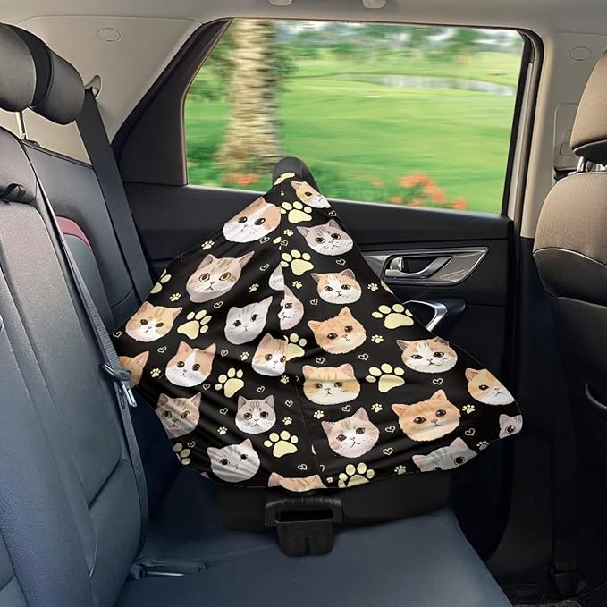 GIFTPUZZ Cats Nursing Cover for Breastfeeding Car Seat Cover Nursing Scarf Thermal Carseat Canopy Ultra-Soft Breathable Multipurpose Design Light Blanket Stroller Cover