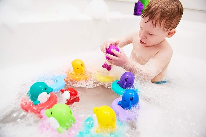 LAMAZE Water Symphony Toddler Auditory Sensory Bath Tub Dolphin Toy for Kids, Multicolor