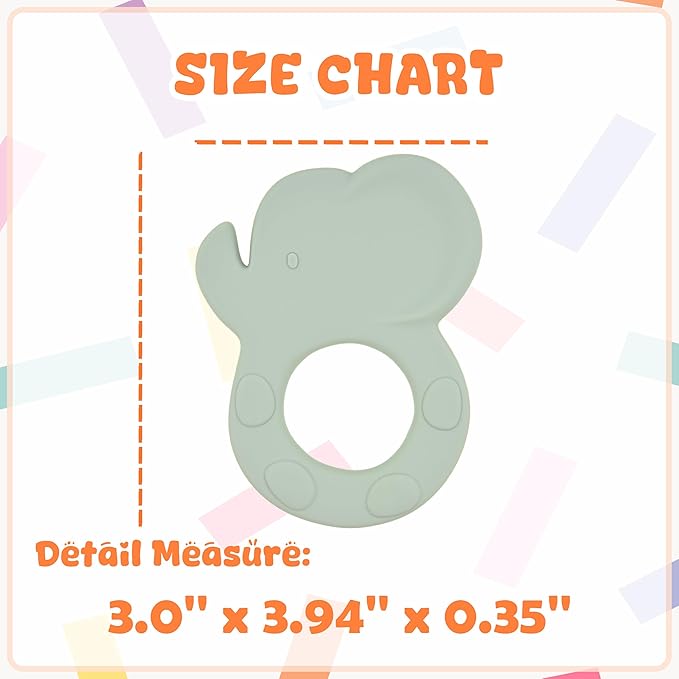 Silicone Baby Teether Toy, Teething Toy for Babies, Pink Green Elephant Shape, Babies Teether, Easy to Hold, Sensory Stimulation for Infants, BPA Free, Food Grade, Newborn Baby Shower Gifts