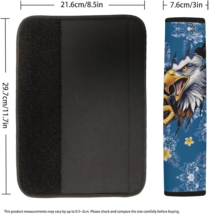 AFPANQZ Eagle Tropical Flowers Safety Seatbelt Cover Kit Car Auto Seat Belt Pads Covers Comfortable Driving Car Seats Accessories Backpack Bags Strap Pads Covers
