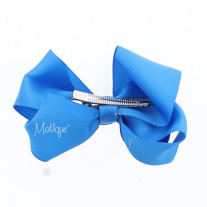 3 Inch Grosgrain Bow for Little Girls- Set of 2 (Blue)