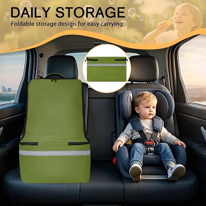 LARIPOP Car Seat Travel Bag for Airplane, Universal Gate Check Car Seat Bag, Padded Backpack with Waist Belt, Reflective Strips & Protective Feet, Fits Infant Convertible Booster Seats, Green