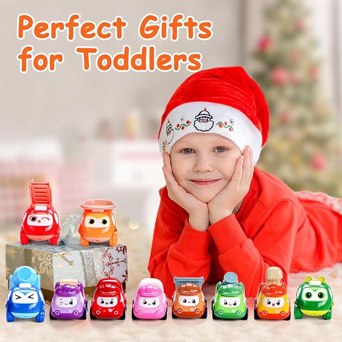 Toy Cars for 1 Year Old: 10 Pack Cute Vehicle with Playmat for 1 2 Year Old Boy Birthday Gift - Baby Toys 12-18 Months