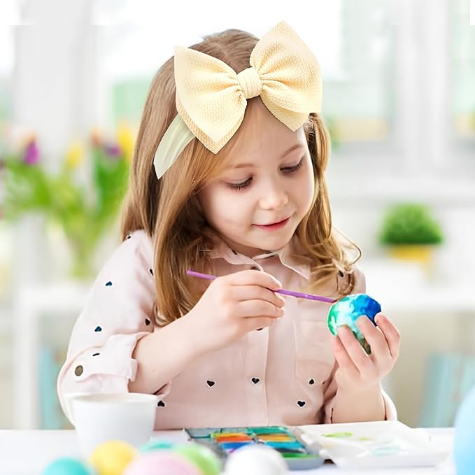 Easter Headbands for Girls Hair Bow Rabbit Cheer Bow Easter Bunny Hairbands Hair Accessories Baby Girl Large Bows Easter Gifts for Baby Biege