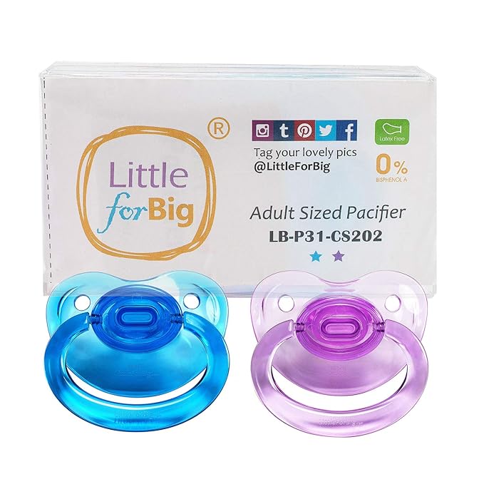 LittleForBig BigShield Adult Sized Pacifier Candy Gloss Pacifiers Set - Blue and Purple