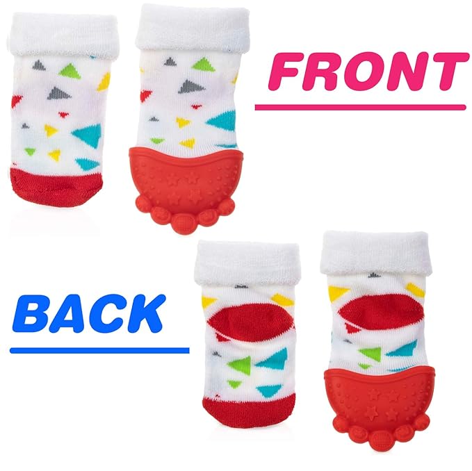 Nuby Soothing Teether Sock, Red Triangles