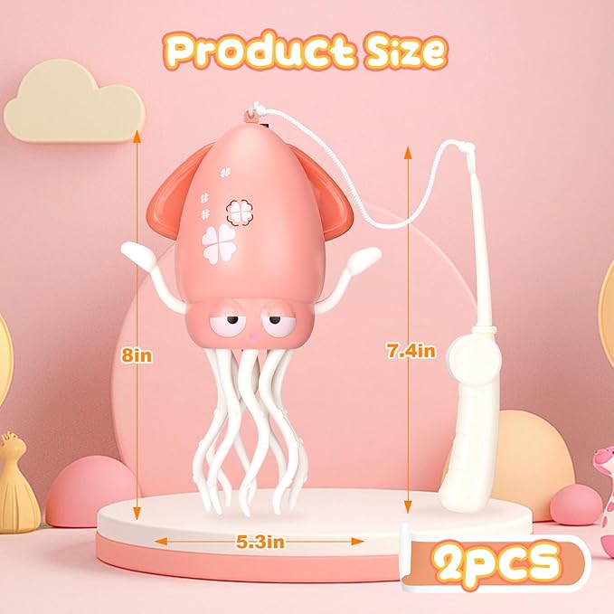 Vodolo 2pcs Magic Electric Dancing Octopus Toy with Led Light and Music,Baby Must Haves Tummy Time Baby Toys,Pink