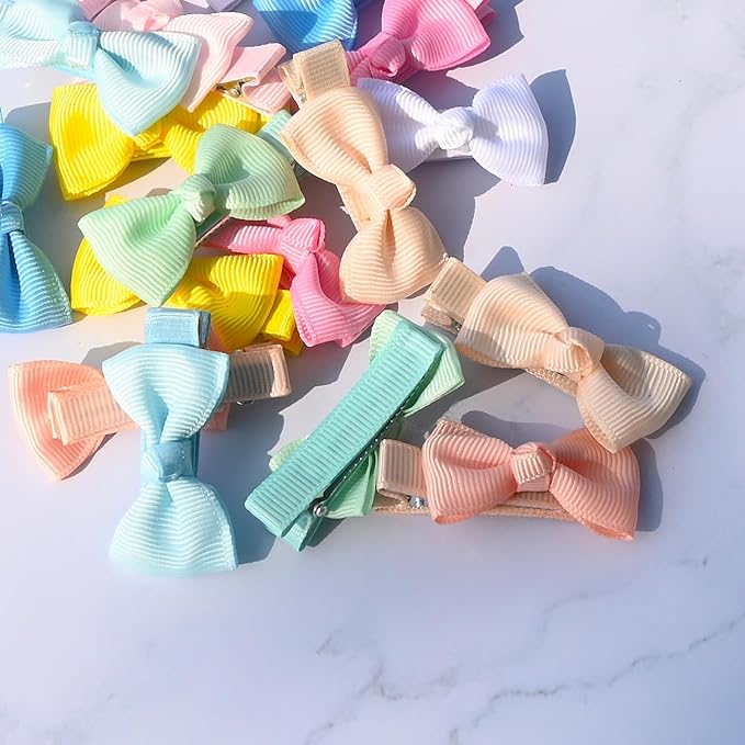 Baby Hair Bows Clips for Girls 2" Fully Lined Hair Clips Grosgrain Ribbon Alligator Clips Bows for Baby Girls Infants Toddlers 40pcs