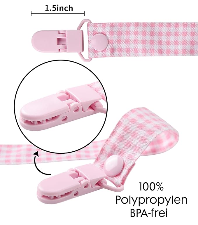 CutiePlusU Adult Pacifier Clip Adult Size Anyard Holder Clips 2 Pack-Happy Bear 1