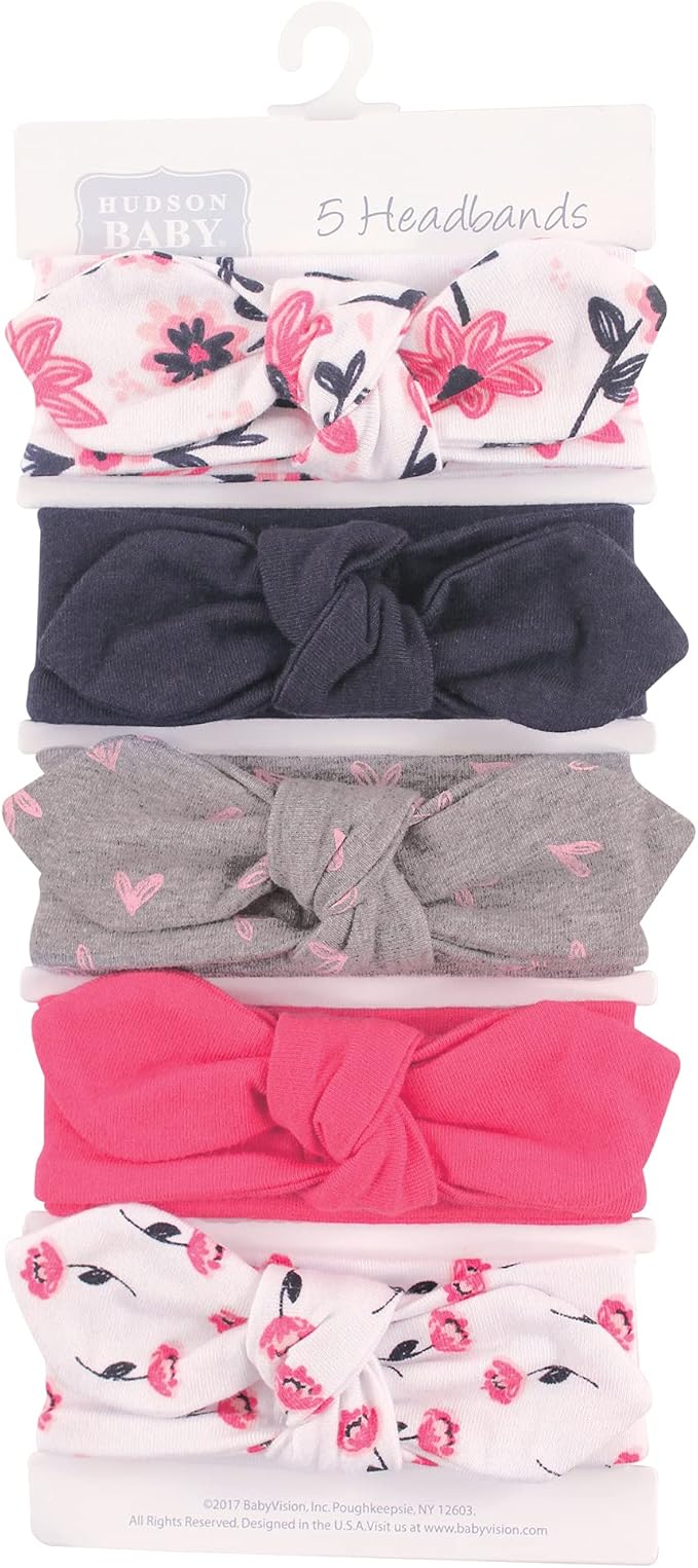 Hudson Baby Cotton and Synthetic Headbands, Size 0-24 Months