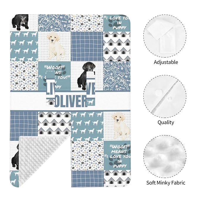 Personalized Minky Car Seat Canopy for Girl Boy, Custom Name Stroller Car Seat Covers Cover for Infant Newborn Shower Gift, Nursing Opening Carseat Cover for Breastfeeding, Dog Cute Puppy