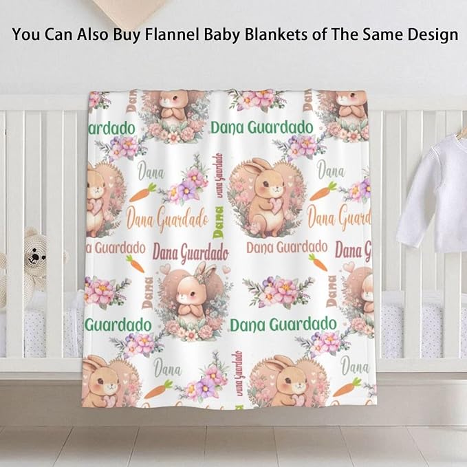 Personalized Cute Rabbit Baby Car Seat Cover for Girl, Customized Name Nursing Covers Breastfeeding Scarf, Multi Use Infant Carseat Canopy for Newborn Carrier/Stroller/Shopping Cart/High Chair