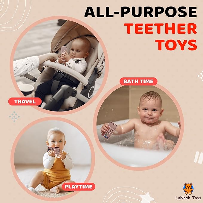 Baby Cellphone Teether: Soft BPA Free Teething Toy, Provides Relief for Your Little one While They are Teething. Gum Relief. Chew Toys (Pink)