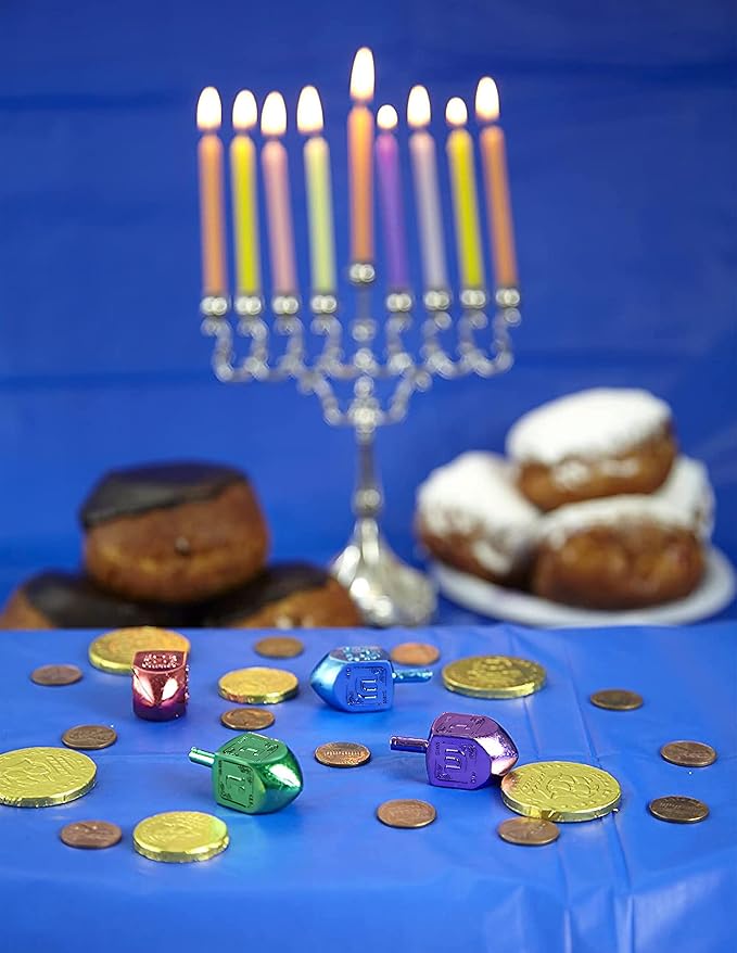 Izzy 'n' Dizzy Hanukkah Multicolor Metallic Dreidel (Pack of 10) - Medium