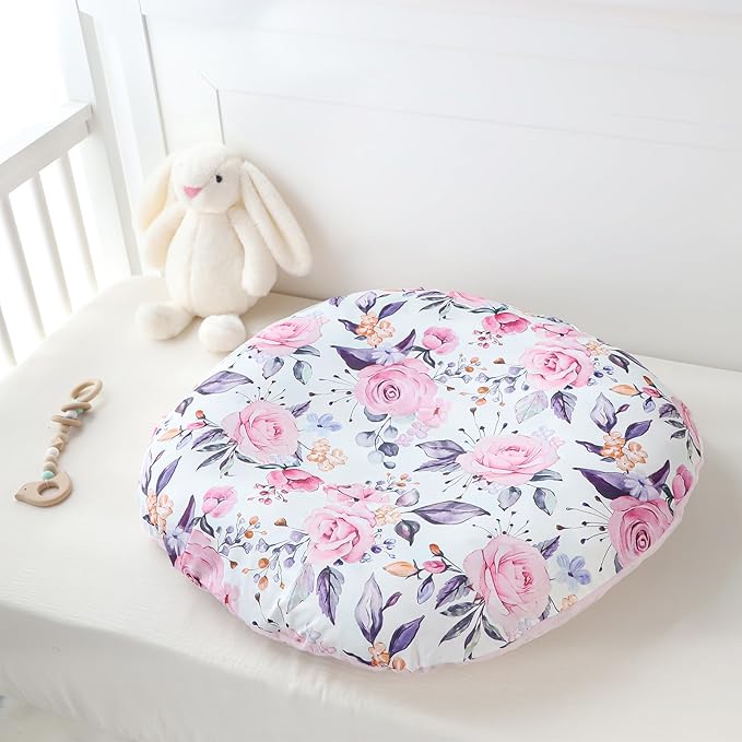 Newborn Lounger Cover for Boys Girls, Soft Comfortable Baby Lounger Cover 1 Pack Reversible Removable Fleece Slipover for Infant Lounger Pillow, Stylish Floral (Cover Only)