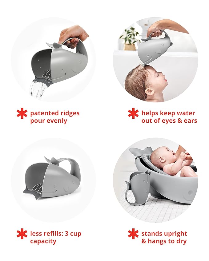 Skip Hop 3-Stage Smart Sling Baby Bath Tub and Tear-Free Waterfall Rinser Bundle
