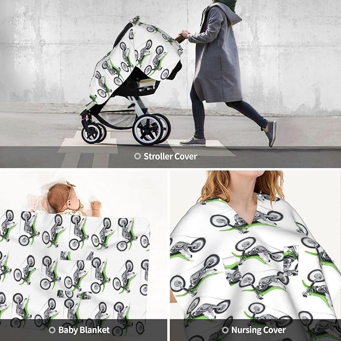 Motorcycle Green Dirt Bike Baby Car Seat, Rain Shelter, Multifunctional Nursing Cover for Newborns, Mother Care, Breastfeeding