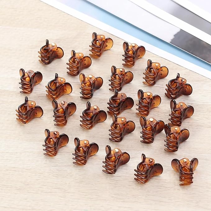 100PCS Tiny Hair Clips for Girl,Mini Claw Clips for Women, 1cm Plastic Mini Claw Clips for Babies, Hair Accessories Non Slip Pins Hair Clamps,Designed for Thin Or Thick Hair,Good Gift(Coffee)