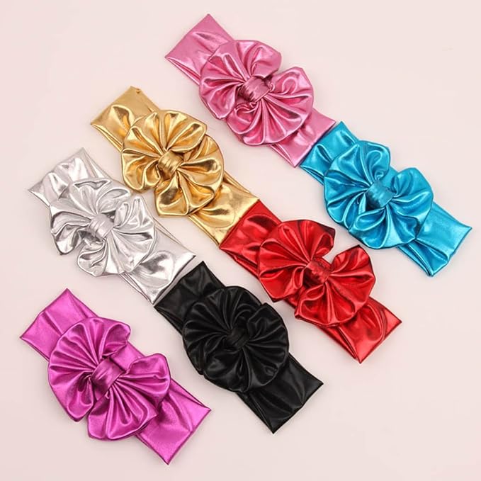 JustMyDress Baby Girls Bronzing Gilding Headband Floppy Metallic Messy Big Bows HeadWrap JA61 (Gold)