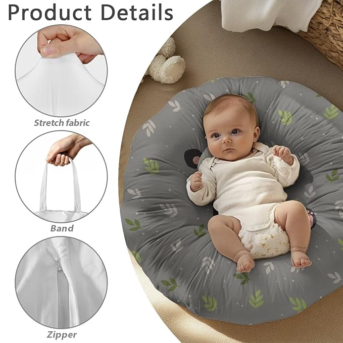 Newborn Lounger Cover, Panda Removable Newborn Lounger Cover Soft Baby Lounger Cover Portable Infant Lounger Slipover Breathable Nest Pillow Cover for Boys Girls
